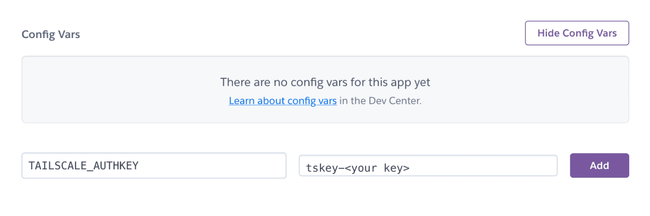 Heroku's configuration variables interface