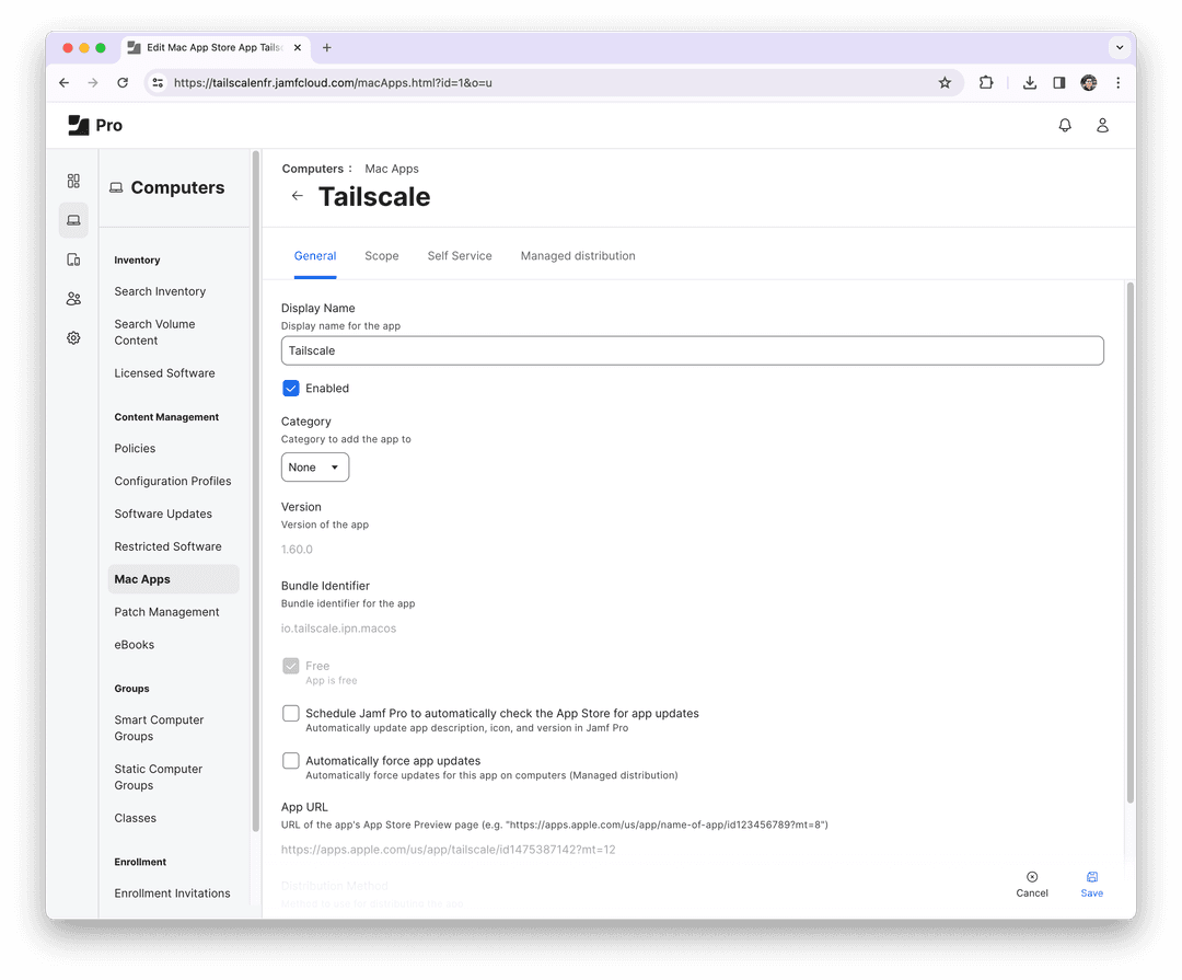 The Mac Apps view in the Jamf Pro admin console.