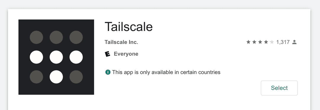 Tailscale in the Android Play Store